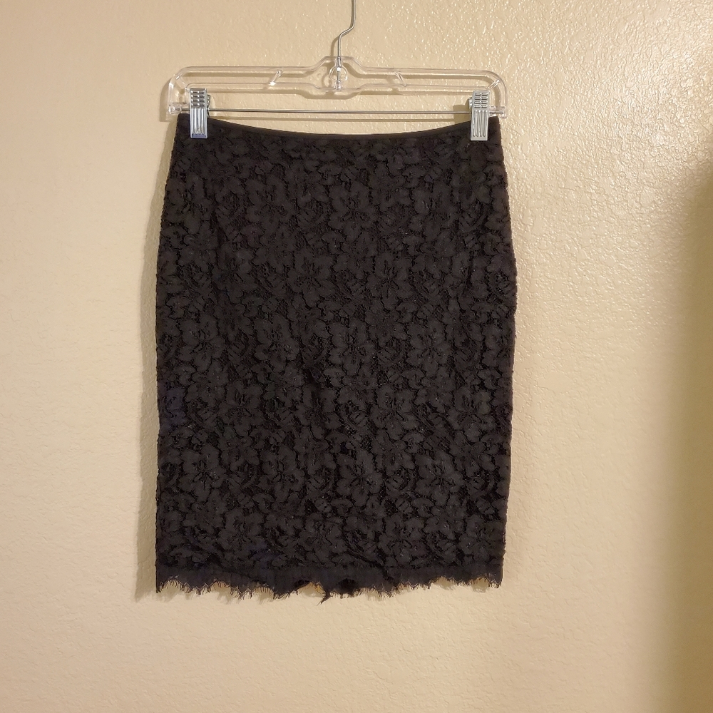 Diana von Furstenberg Scotia Black Lace Pencil Skirt